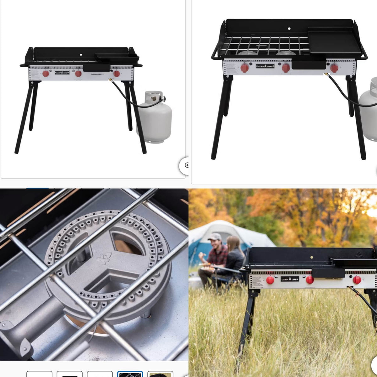 Camp Chef Tundra three-burner stove with griddle