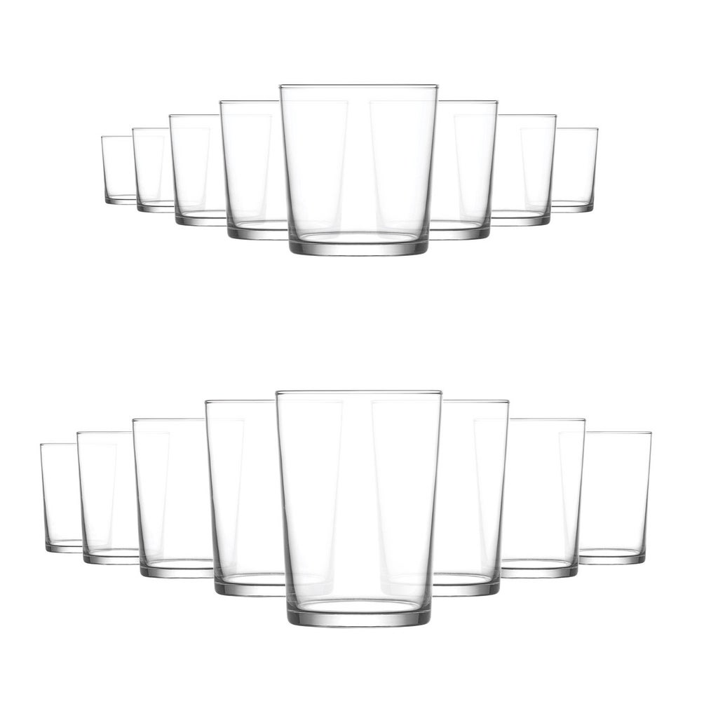 LAV Bodega 16-piece drinking glass set, eight 340 mL glasses and eight 510 mL glasses