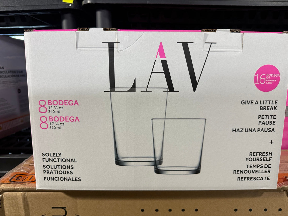 LAV Bodega 16-piece drinking glass set, original box