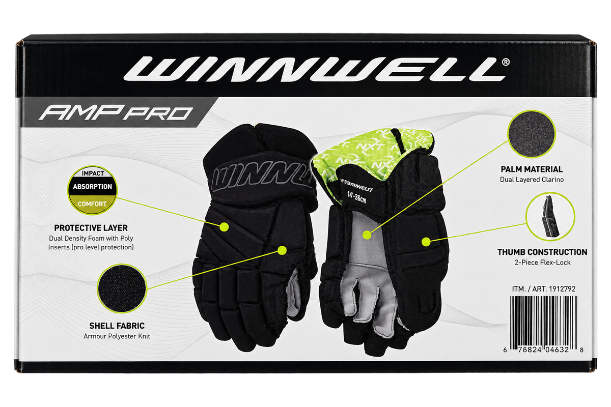 Winnwell AMP Pro hockey gloves packaging